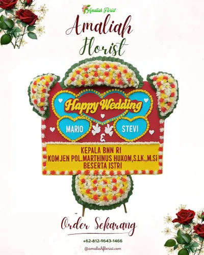 Karangan Papan Bunga Pernikahan di Gandon